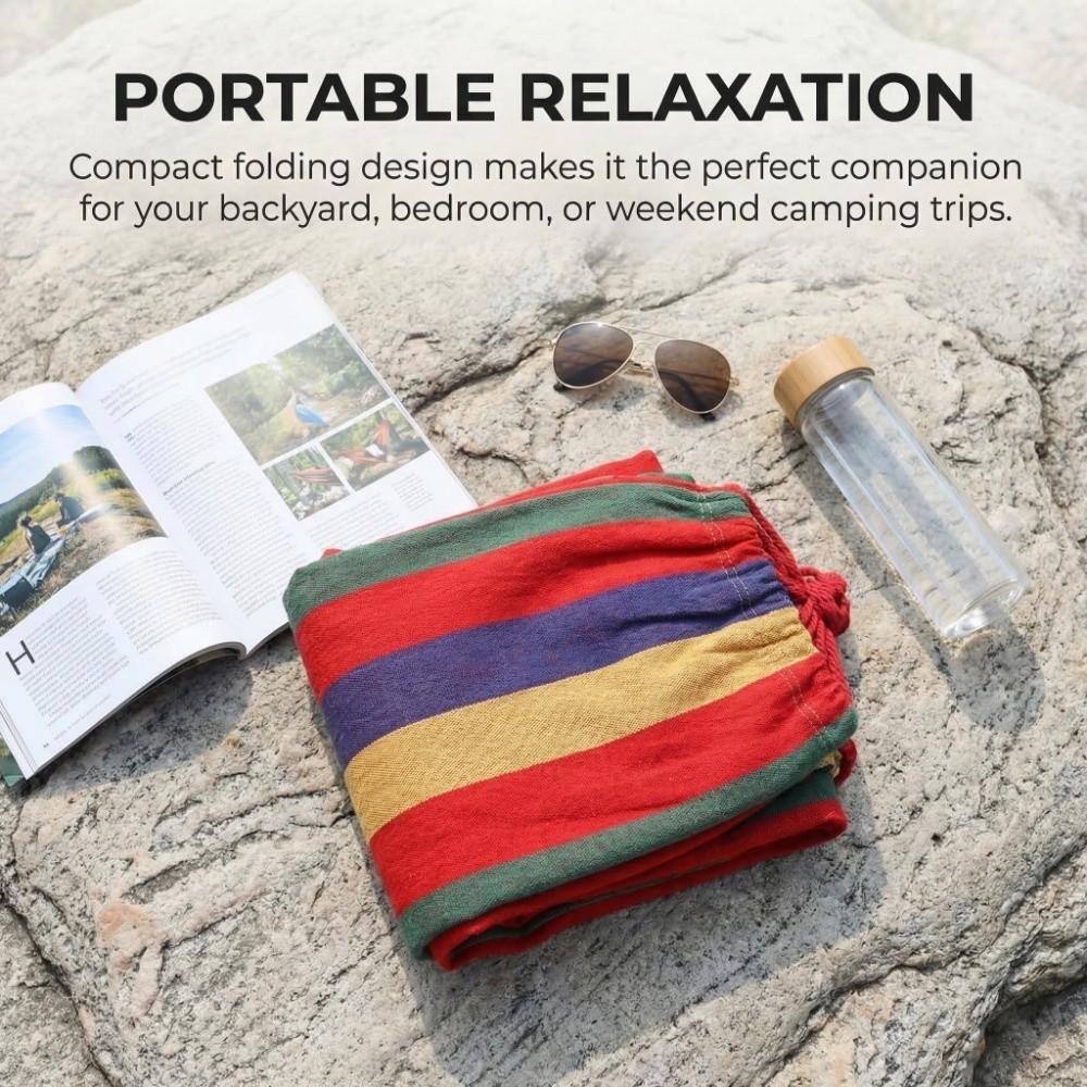 Colorful Stripe Hammock Chair Anti-Rollove Canvas Swing Durable Canvas Hanging Chair Indoor