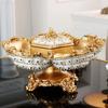 European Dried Fruit Tray with Lid Living Room Home Coffee Table Ornament with Diamonds Fruit Bowl for Elegant