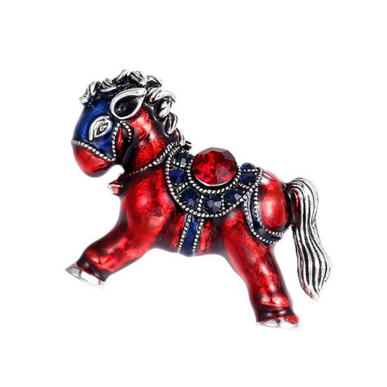 Brooch Pin Sparkling Rhinestones Inlaid Horse Design Pin Sweaters Hats Bags Collar Brooch Outfit Accessory