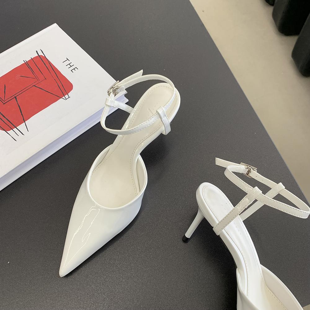 Мода Золотые Черные Серебряные Белые Женские Сандалии Острый Носок Летние Туфли Тонкие Высокие Каблуки Ремешок На Щиколотке Сексуальные Вечерние Гладиаторские Шлепанцы 39