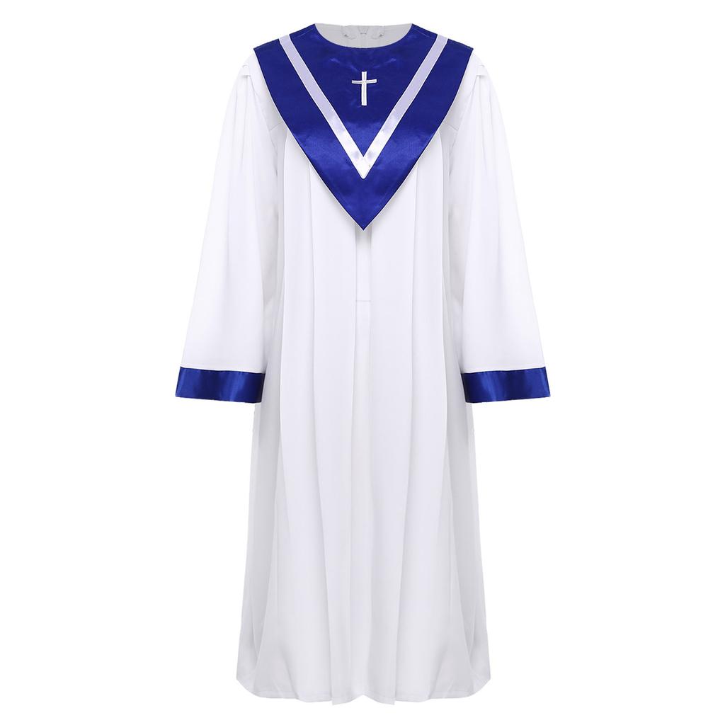 Unisex Adult S-3XL Choir Performance Gown Church Chorus Robe with V-Shape Stole for Women Men