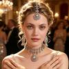 European and American ethnic style old silver jewelry set, necklace earrings, forehead, exotic bohemian accessories