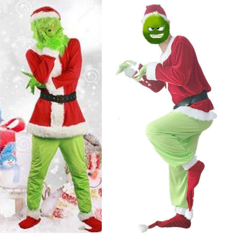 Привлекательный костюм Гринча для косплея для маскарадных вечеринок на Хэллоуин