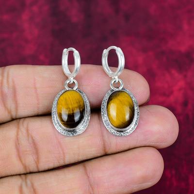 Серьги из чистого серебра 925 пробы с тигровым глазом, серьги с драгоценными камнями ручной работы, подарок маме, антикварные ювелирные изделия