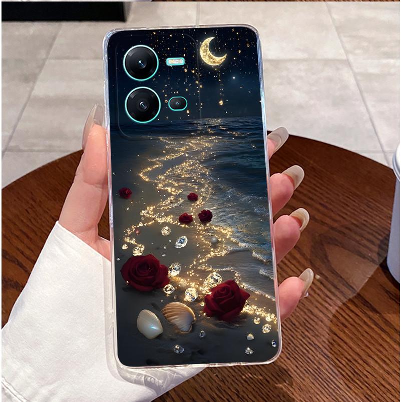 Чехол для телефона Vivo V25 Y35 Роскошный Милый Сердце Любви Кролик Забавный Рисунок Прозрачный Силикон ТПУ Мягкий Корпус Задняя Крышка