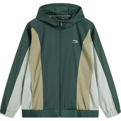 Li Ning Sports Lifestyle Series Повседневная минималистичная куртка с капюшоном на молнии, мужская, зеленая AFDU667-2