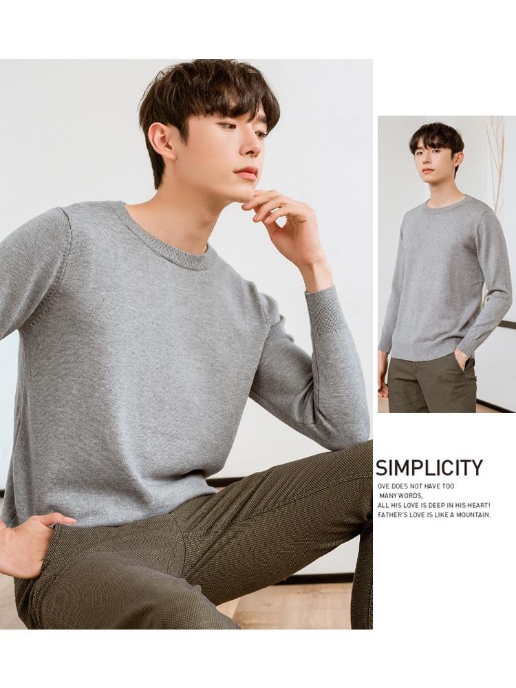 Мужской вязаный свитер с полуворотником, мягкий, прилегающий к телу, однотонный, повседневный, теплый, с длинным рукавом, универсальный, шерстяной, для ношения под низ, модный