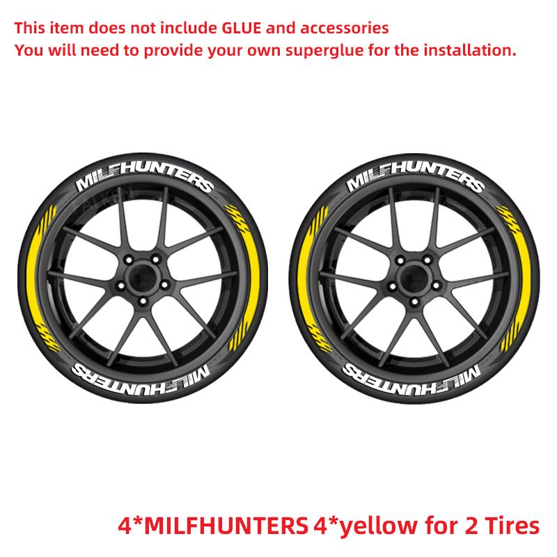 MILFHUNTERS 3D Tire Letter Stickers PVC Waterproof Funny Racing Wheel Decals for Car Styling Accessories