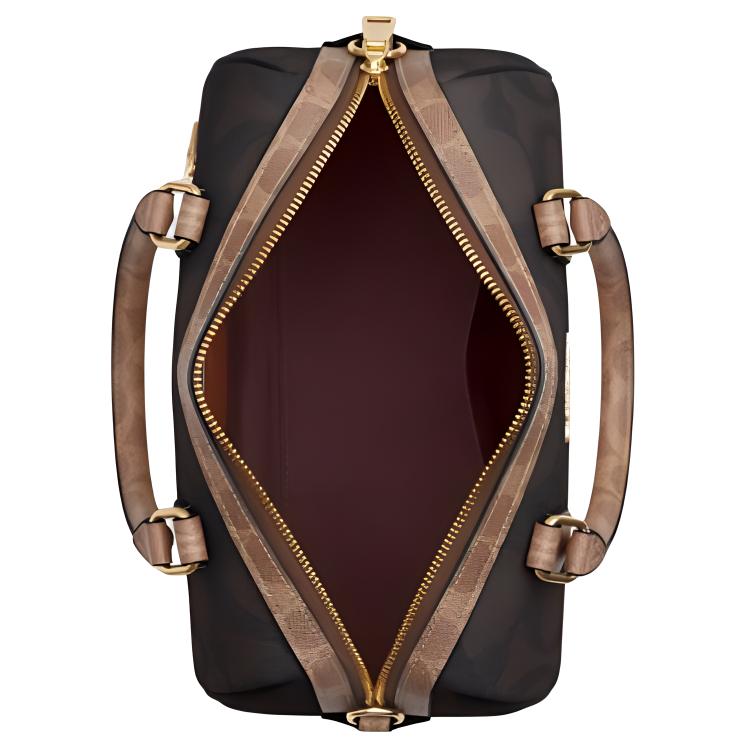 Coach Rowan 25 Сумка через плечо на ремне с принтом и покрытием из канваса Средняя женская сумка Коричневый CY679-IMXI8