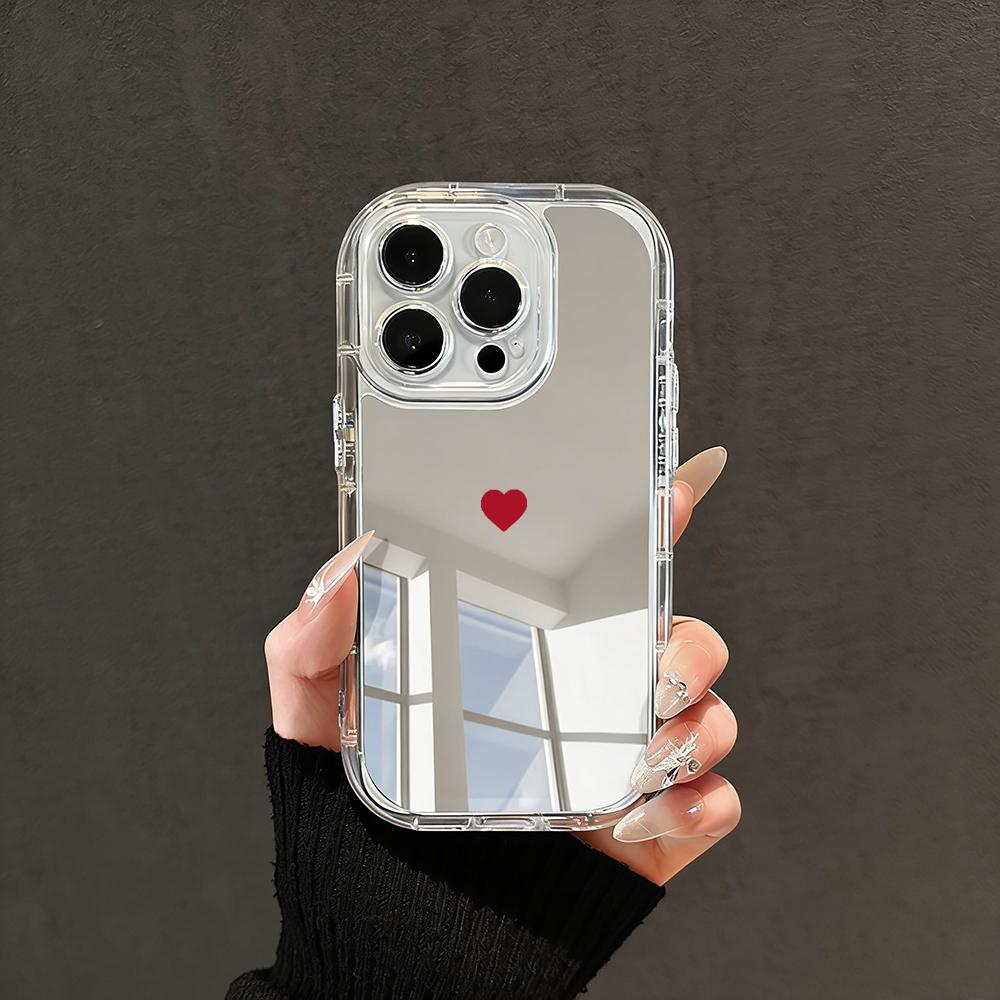 Милый Чехол Для Телефона С Узором В Виде Сердечек Любви Для iPhone 17 11 12 13 14 15 16 Pro Max XS XR 7 8 Plus Зеркало Для Макияжа Ударопрочный Роскошный Funda