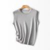 Silk and Paper Yarn Sleeveless Crew Neck Pullover Knitted Vest Women's Summer Light and Comfortable Bottoming Shirt