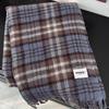 Women S Winter Plaid Scarf Faux Cashmere Warm Tassel Shawl Couple Style