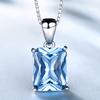 Umcho Sky Blue Topaz Gemstone Wedding Jewelry Sets for Women 925 Sterling Silver Engagement Rings Necklace Pendant Clip Earrings