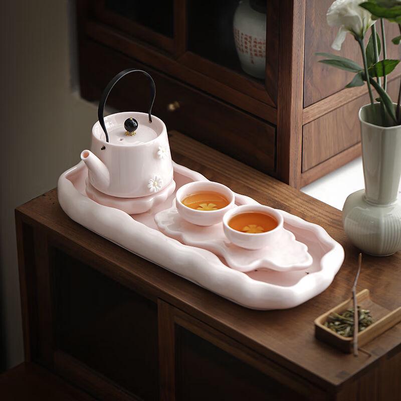 Elegant White Jade Ceramic Tea Tray