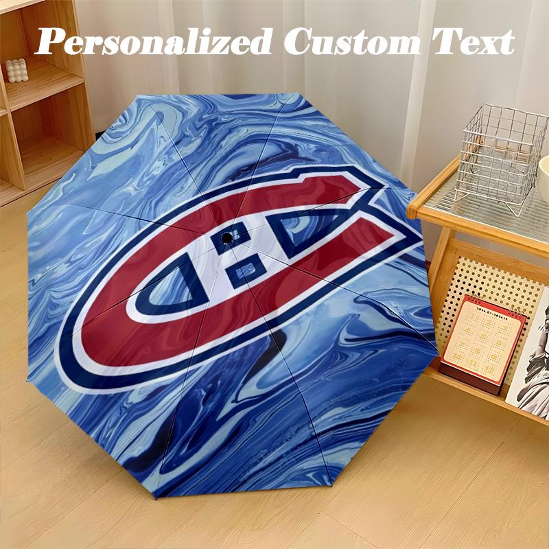 Автоматический зонт с 8 ребрами, складной зонт с дизайном Montreal Canadiens для защиты от солнца и дождя, для путешествий