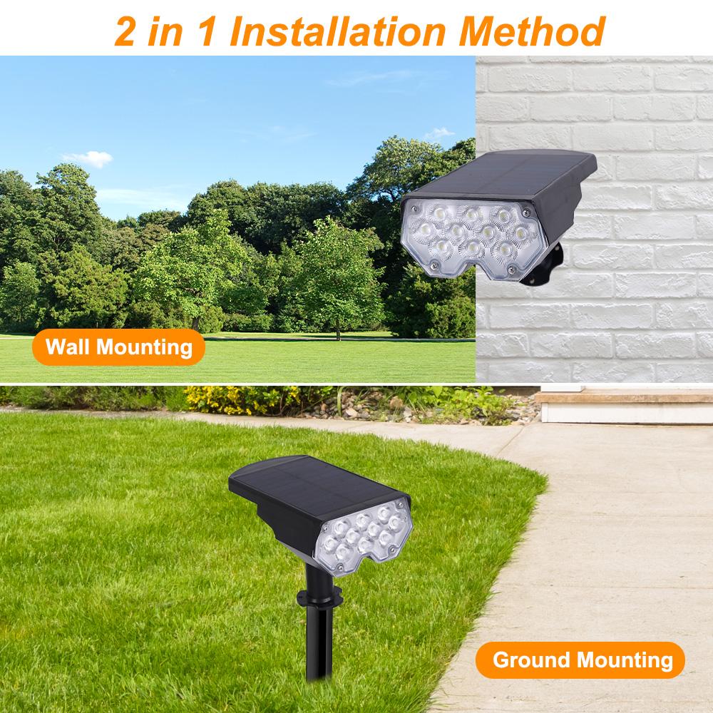 Solar 1PC Spot Light 20LED Outdoor Garden Solar Landscape Spotlights IP65 Waterproof 2 Mode Wall Light Door Backyard Garage