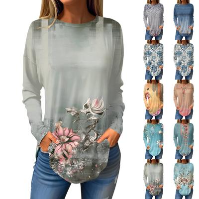 Женский модный пуловер с круглым вырезом и длинными рукавами с принтом