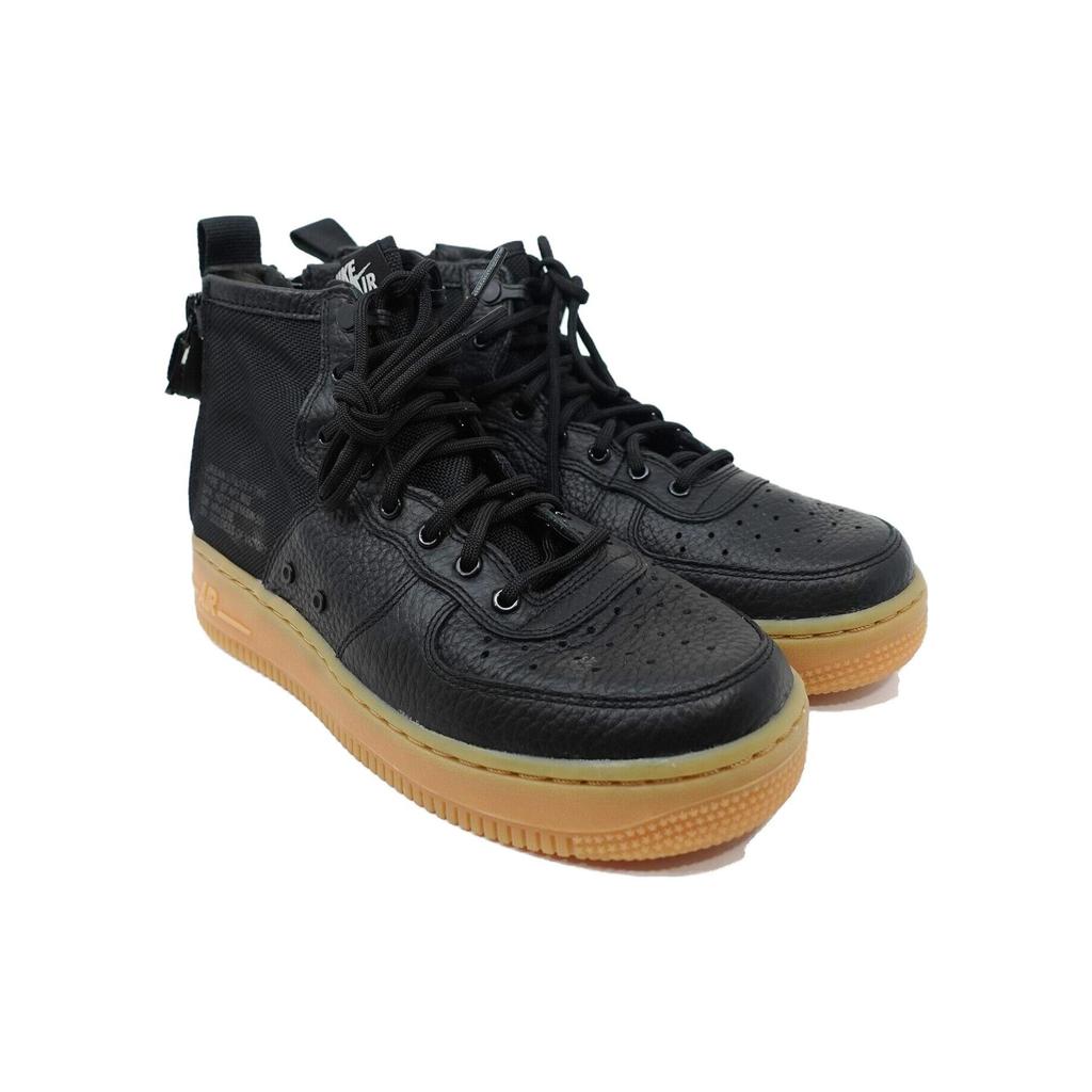 Nike SF Air Force 1 Mid Черный с коричневой подошвой GS AJ0424-001