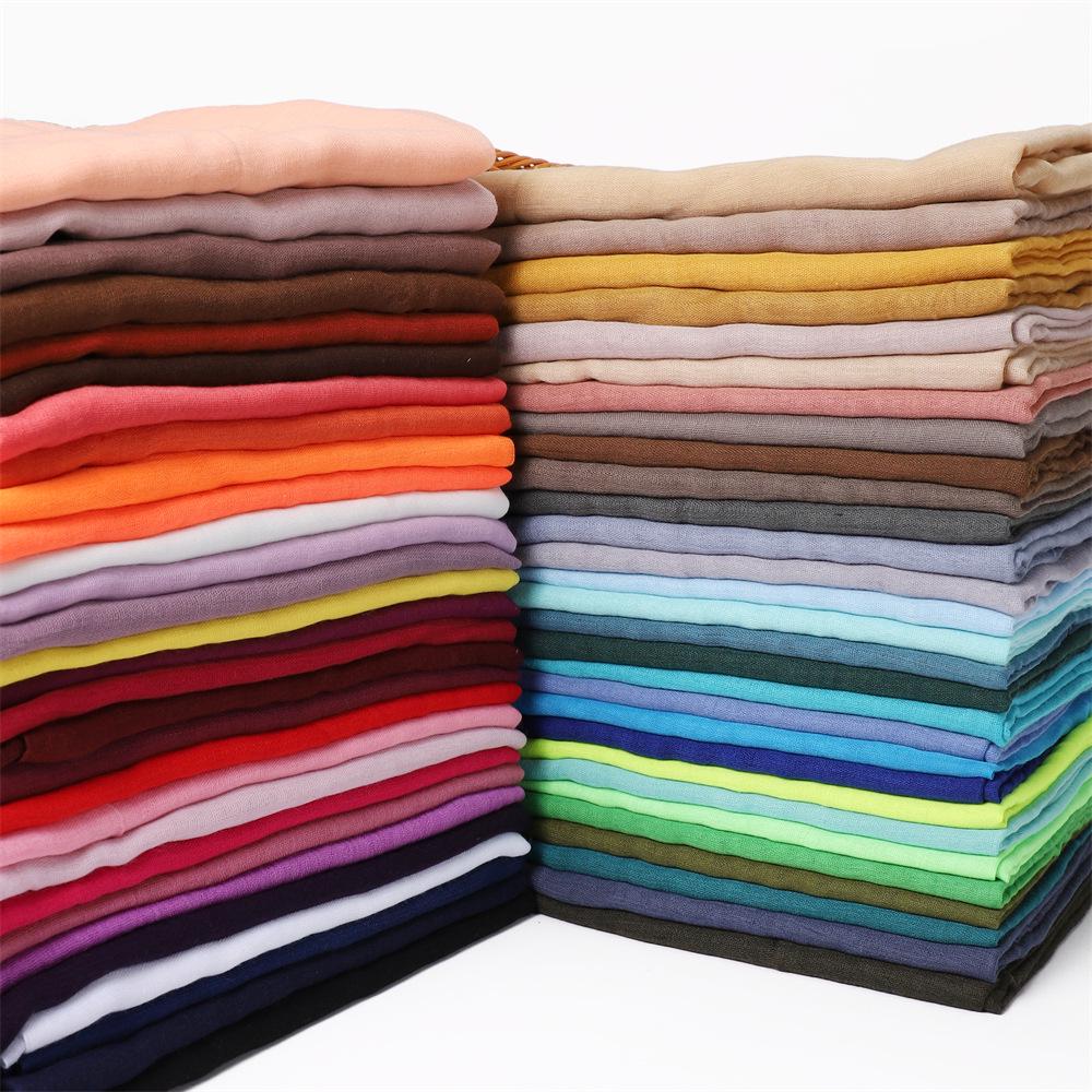 Women's Classic Bali Yarn Cotton-Linen Scarf: Breathable, Thin, Soft, Silk-Like, Solid Color.