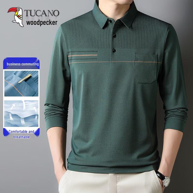 Tucano Мужская рубашка-поло с длинным рукавом в стиле business casual