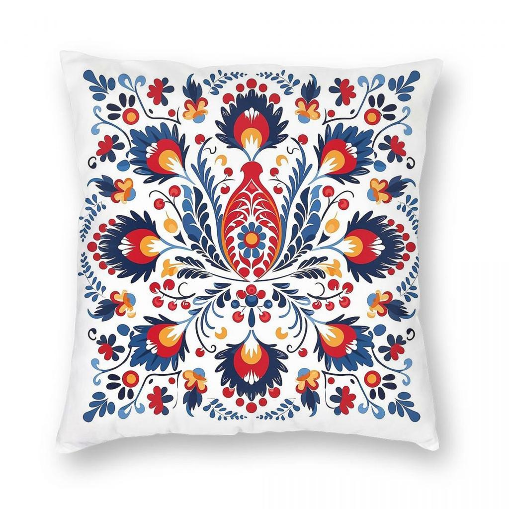Polish Folklore Wycinanki Pillowcase Polyester Linen Velvet Creative Zip Decorative Room Cushion Cover