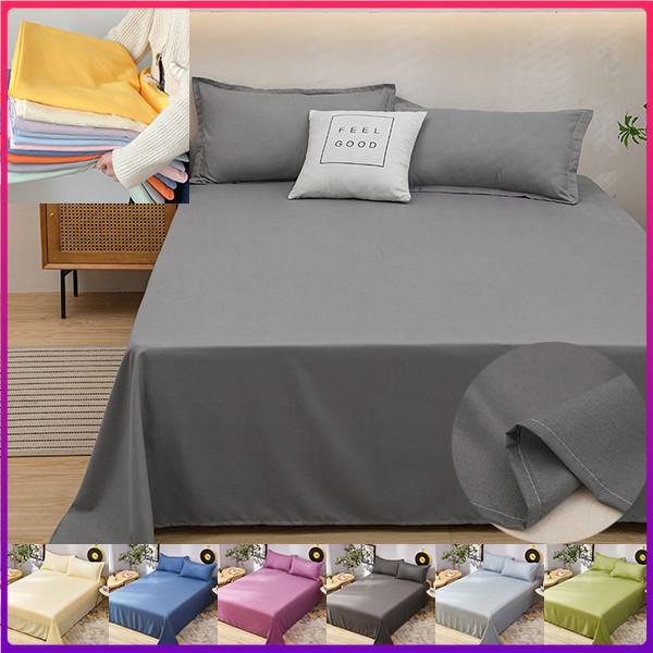 Soft Cotton Sheet Anti Dust Mite Mattress Cover Anti-Bacteria Flat Sheets Pure Color Bed Sheets Simple and Thickened Skin Friendly Double Bed
