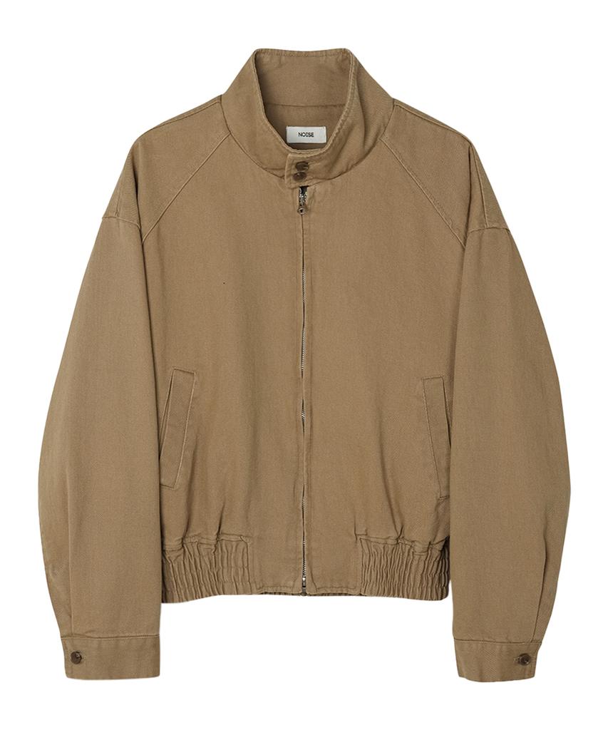 Куртка-свитер Harrington из хлопка с эффектом 'noise wash' - Бежевая