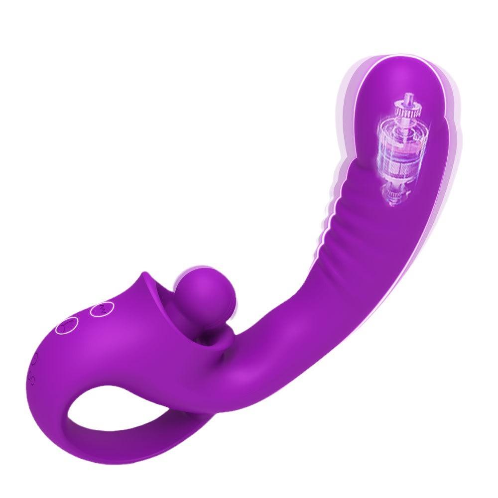 2 In 1 Tongue Vibrator Female Erotica Clitoral Stimulator 10 Frequencies Rechargeable Waterproof Silicone for Adults Erotica for Women and Couples