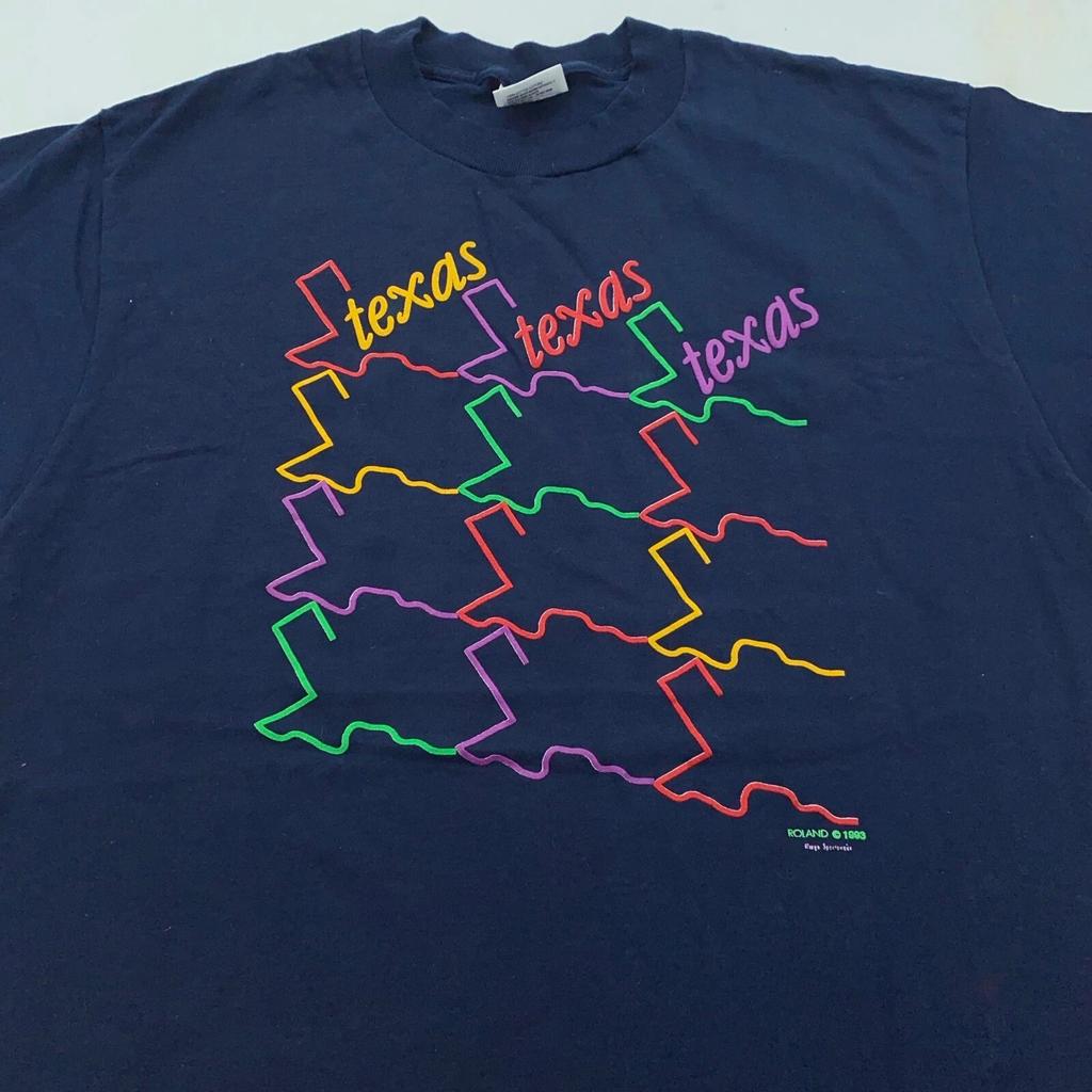 vintage 90s TEXAS STATE T-Shirt LARGE cowboy rainbow soft