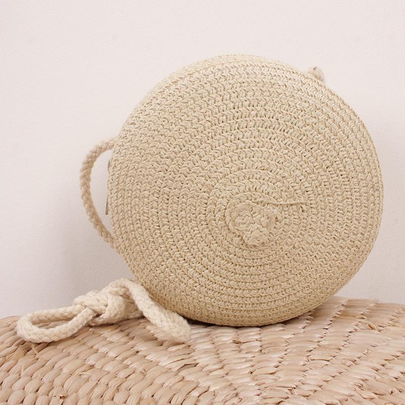 Summer Round Straw Shoulder Bags Handmade Woven Crossbody Bag Purse Trendy Beach Bag Daily Messenger Phone Handbag
