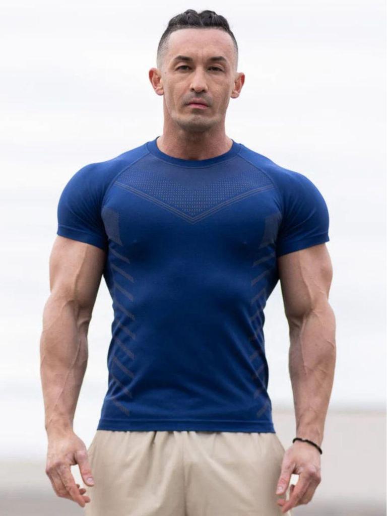 Men's Quick-Dry Breathable High-Elasticity Tight-Fit Raglan Sleeve Sports T-Shirt