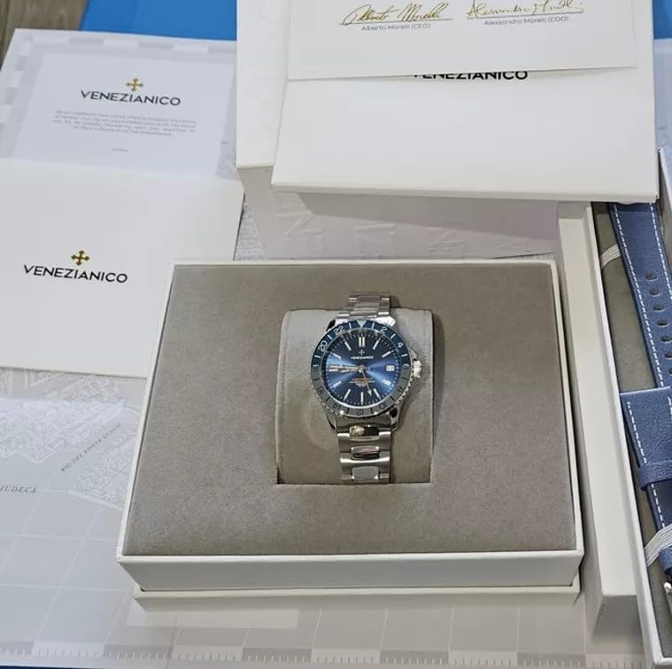 Venezianico Часы NEREIDE Автоматические Функция GMT Корпус 39 мм Водонепроницаемость до 20 АТМ 2 года гарантии Мужские GMT-3521502C Дайверские Диаметр