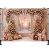 LS Christmas Window Trees Backdrops Kids Baby Photography Props Child Photocall Decors Fireplace Snowy Scene Backgrounds