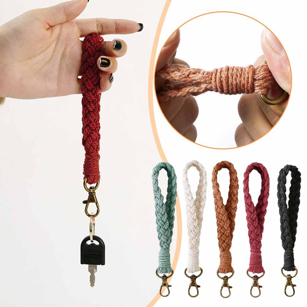 Macrame Keychain Wrist Lanyard Key Chain Boho Wristlet Lanyards for Women Key Lanyard Keyring Bracelet Keychian Women Gifts