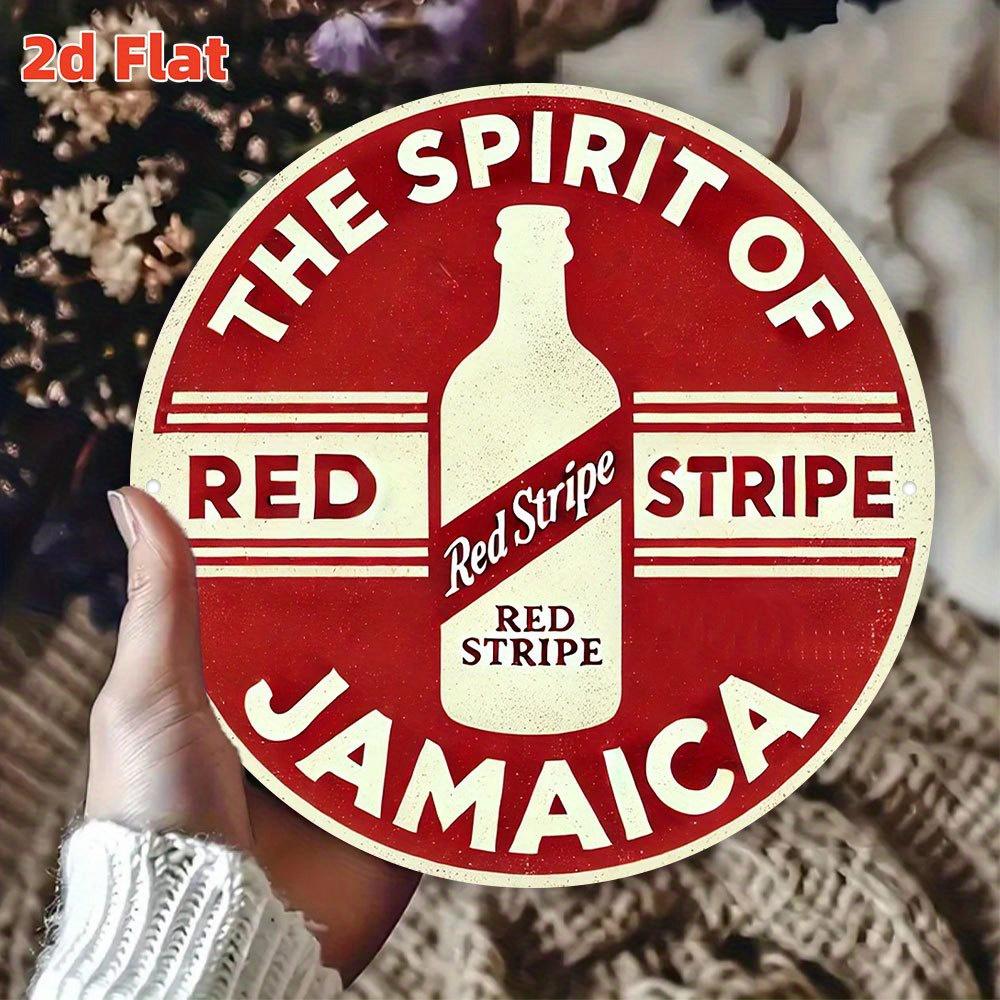 Vibrant Jamaica Beer SignVibrant Print Quality Red Stripe Jamaica BeerThemed Metal Wall Art SignRound Aluminum Tin Sign with