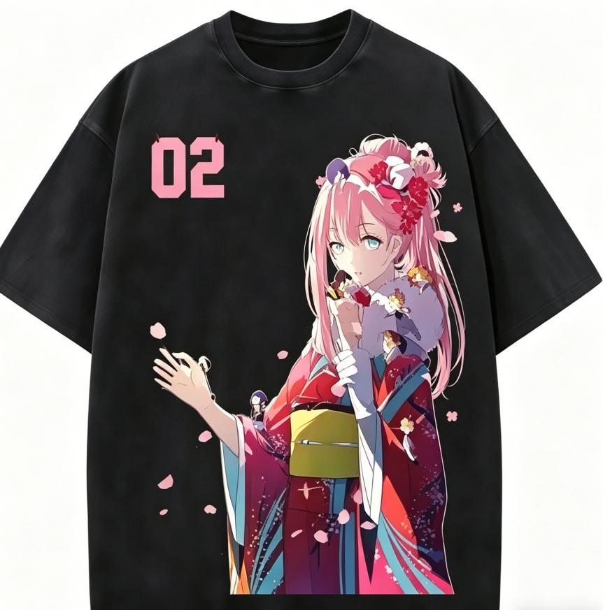 DARLING in the FRANXX Зеро Ту Аниме Любитель Стиранная Футболка Круглогодичная одежда Высокое качество Личность Одежда Большой Размер Унисекс Новая Модель Футболка для Пар