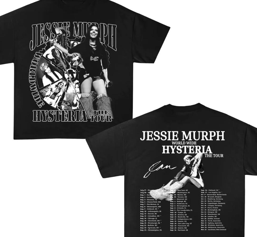 Jessie Murph2025 B&W Tour Music Sad Girl Concert Worldwide Hysteria Merch Tshirt Unisex T-Shirt