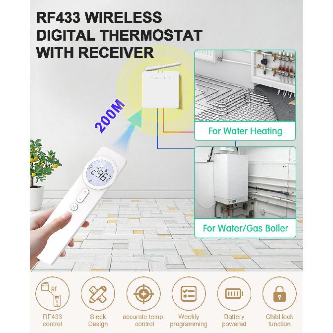 Беспроводной WiFi RF433 Термостат для Газового Котла для Водяного Пола Умный Tuya Контроллер Температуры Alice Alexa Google Home Форсунки 6