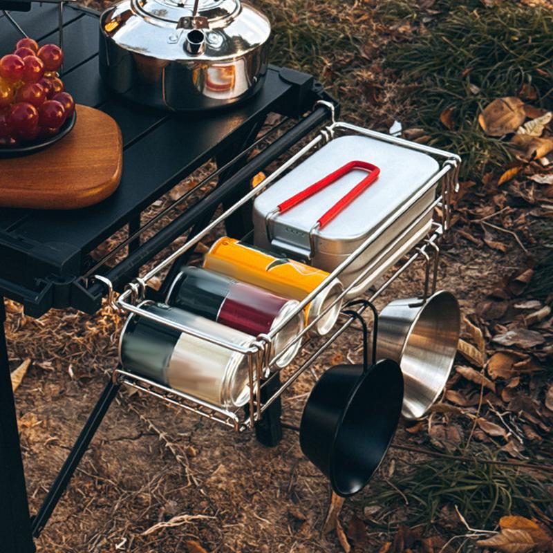 Уличная нержавеющая сталь Настольная боковая стойка для хранения Подвесная сетка Кронштейн для расширения стола Складная корзина для расширения стола Складная стойка