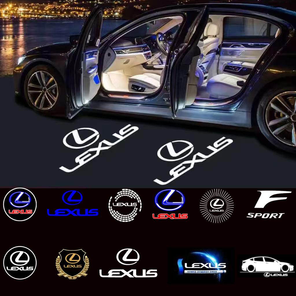 2Pcs LED Car Welcome Door Lights Emblem Accessory For Lexus F SPORT GX460 Ct200h IS250 ES 220D IS200 Fsport GS GX IS LS LX NX RXOQ9