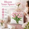 Romantic Pink Tulip Bicycle Truck Pillowcase D Flat Printed Peach Skin Cushion Cover Spring Farmhouse Decor for Living Room
