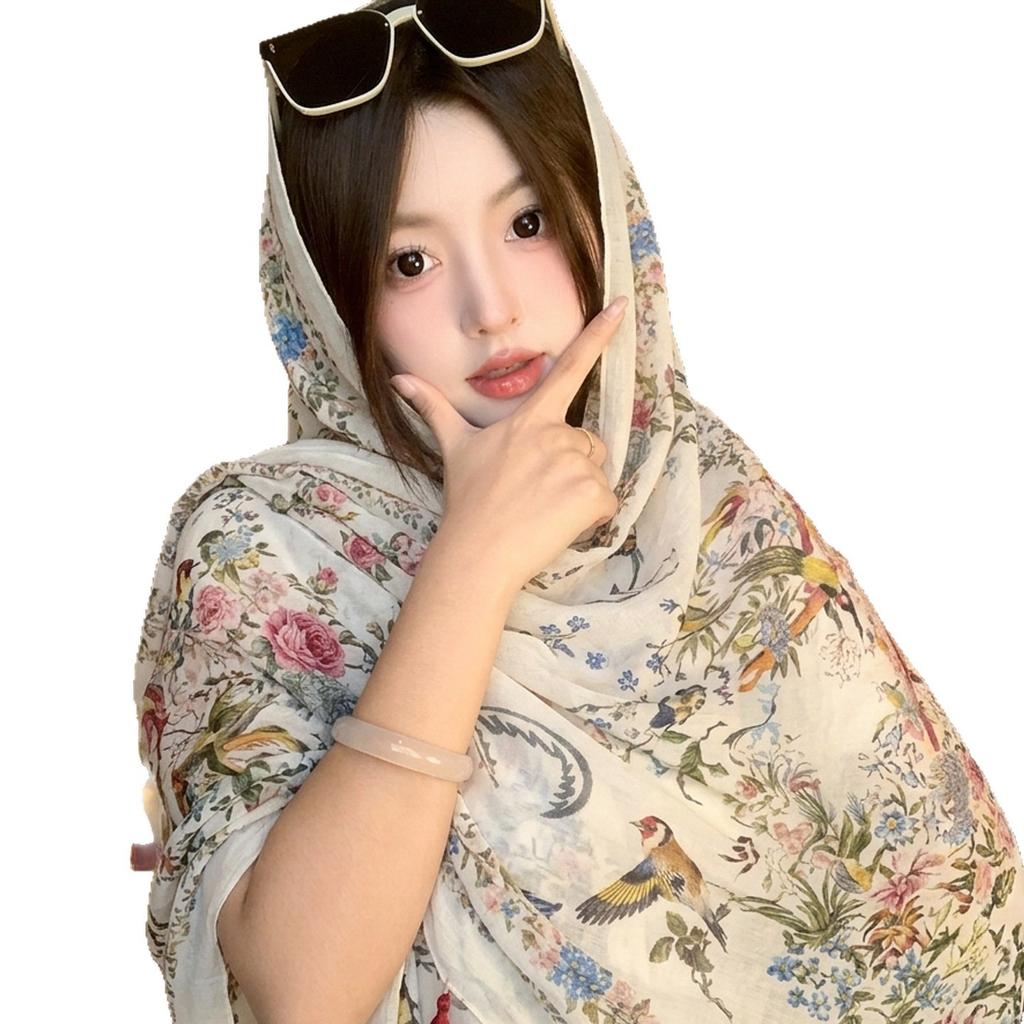 Summer gradual change of color new Chinese green buckle shawl women travel photo beach scarf scarf seaside sunscreen silk scarf