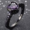 Women's Fashion Shiny Zircon Black Gold Plated Engagement Proposal Ring Jewelry