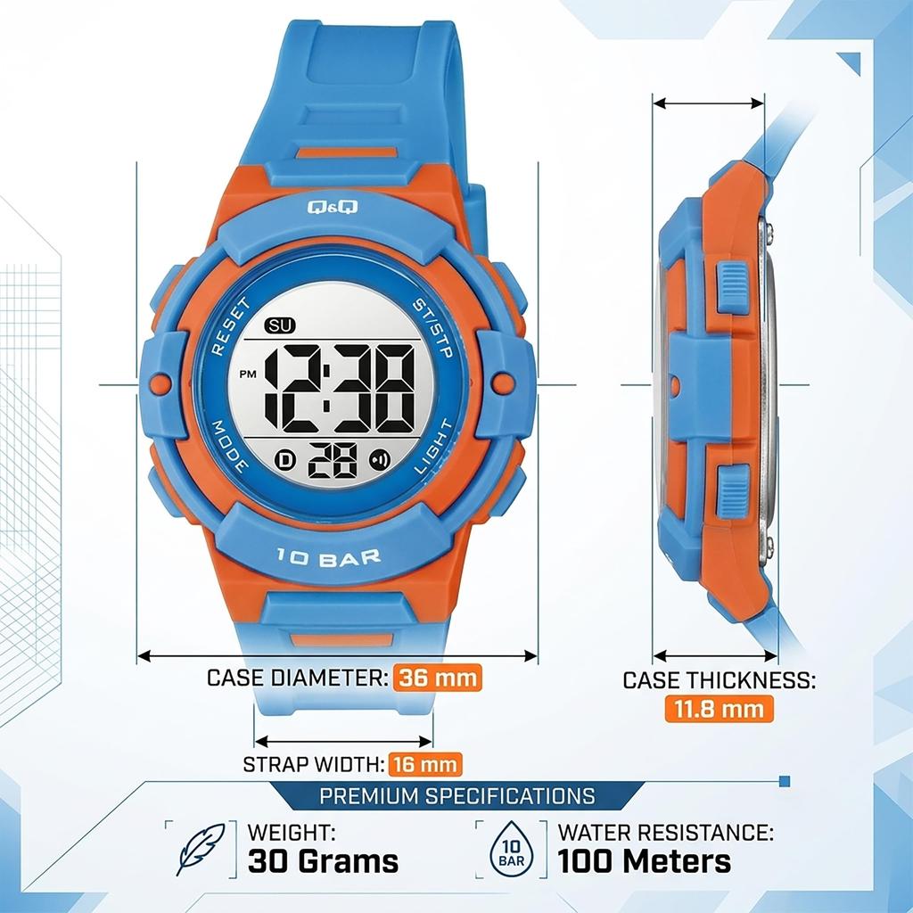 [Citizen Q&Q] Часы, Q&Q 10 АТМ Водонепроницаемые Цифровая коллекция G32A-001V