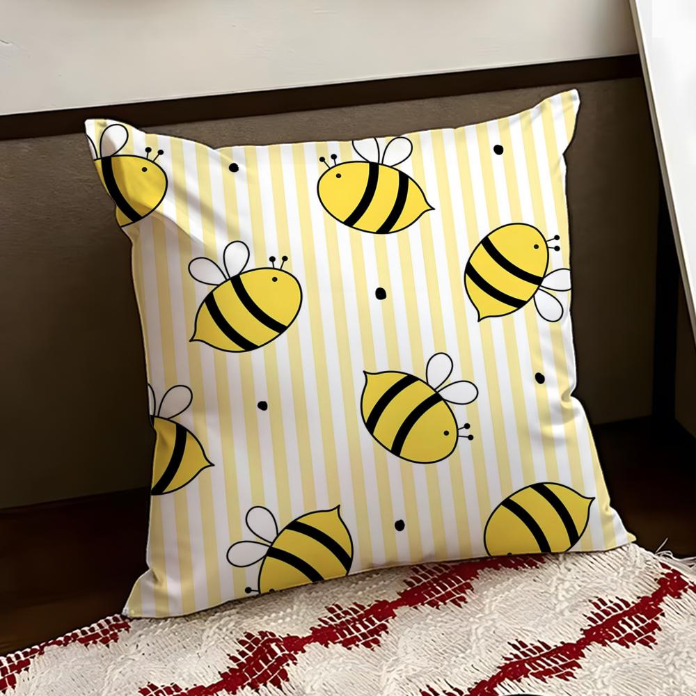 Buzzing little bee Cushion Cover Reversible Soft Durable Pillow Cover Home  Car MultiScene Use for Daily Comfort