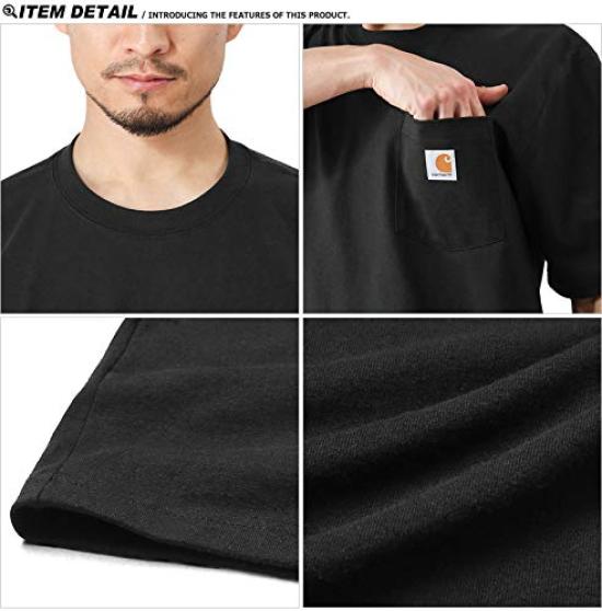 Мужская футболка Carhartt с коротким рукавом и карманом, размер, черный, CTK87,
