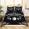 Death Moth Duvet Cover Set King Queen Full Twin Size Galaxy Sun and Moon Polyester Comforter Cover Boho Gothic Skull Bedding Set