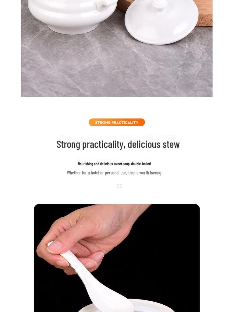 Белый керамический горшок для тушения с крышкой - Китайский суповой и пароварочный горшок в стиле Шасянь, с золотым ободком.