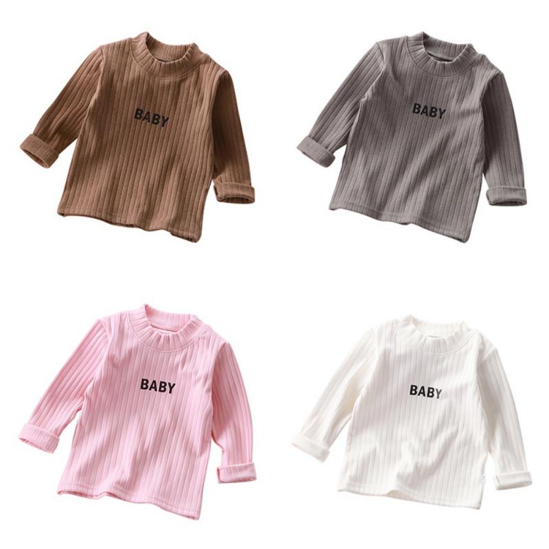 Baby Warm Top Long Sleeved Elastic T-Shirt Solid Color Kids Top
