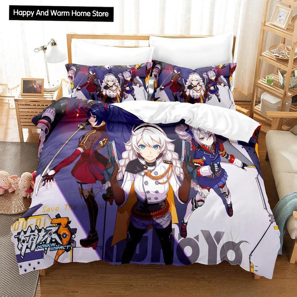 Honkai Impact 3 Bedding Set Anime Duvet Cover Single Twin Full Queen King Size for Adult Boy Bedroom